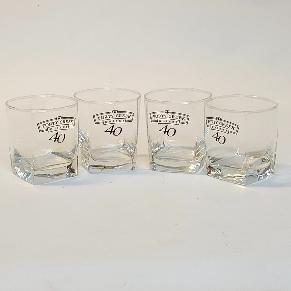 Forty Creek Whisky Glass Square Base Rocks Glass Set of 4